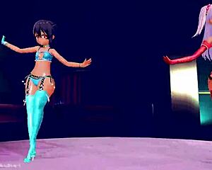 「Chloe & Jahy」 sistar shakes it in anime dancing scene