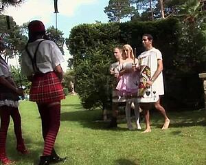 does this blonde lady look hot getting fucked doggy outdoors?