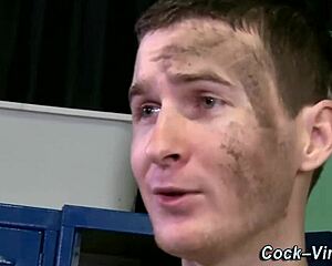 First Time Teen 18+ Handjob! Watch Him Explore Gay Group Masturbation!