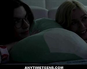 Couple invites blonde BFF for threesome fucking 😏.