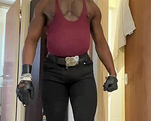 British Black Beauty Smokes and Flexes Her Muscles