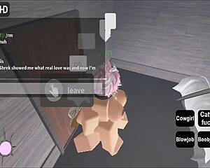 Roblox guy enjoys blowjob and creampie sex with cute girl