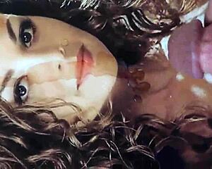 she's totally lesbian, but can't resist hot cum dripping on her cute face.