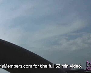 Topless in convertible over bridge