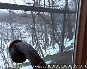 Snowed In With Teen And Massive Black Dildo Stretching Her Tight