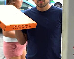 young busty venezuelan girl feels so submissive fucking pizza delivery guy for tip