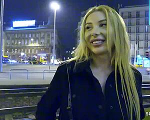 German scout finds teen student Marilyn for first anal after party