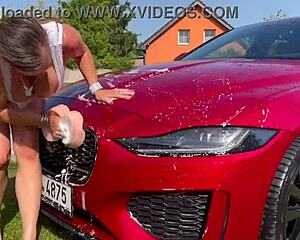 Enjoy a car wash with Lenushka Doll on a hot summer day