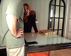 redhead delivery girl steals pizza and gets punished