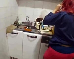 i enjoy my mature bbw wife in the kitchen