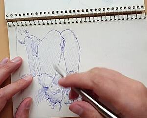 i was sketching this latina bent over in doggy-style focusing on her big ass and feet fetish