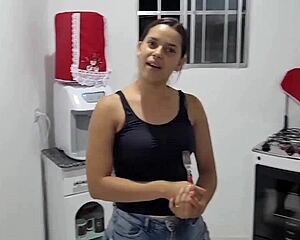 Delicious brunette morena teases audience with oral