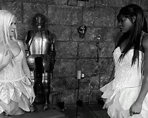 Big tits lesbians need help to reach orgasm in threesome