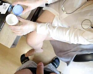 the nurse expertly collects semen from patient in office