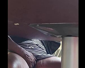 Caught Filming Wife’s Upskirt, Revealing Ebony Granny’s Wet Pussy in Public. What a Risky Flash!