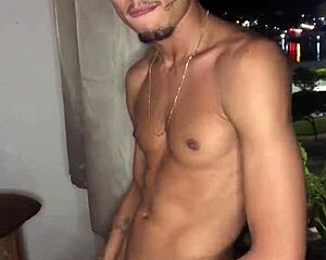 naughty boy jerks off at window