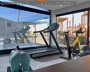 fit teen hooks up with her personal trainer after gym session today.