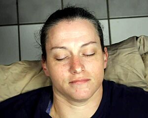 Brunette Gets Huge Homemade Facial Blast