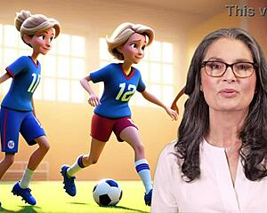 A French Mom And Her Handsome Son Playing Football