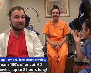 I'm Mia Sanchez at Tampa University entrance physical. They fingered my curly ass and gave me anal orgasm with natural tits.