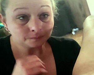 Best sloppy blowjob from blonde milf slut.