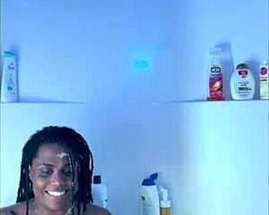 Homemade shower time with amateur ebony, so steamy?