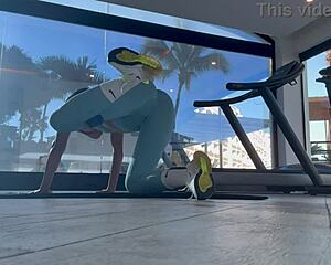 fit teen hooks up with her personal trainer after gym session today.