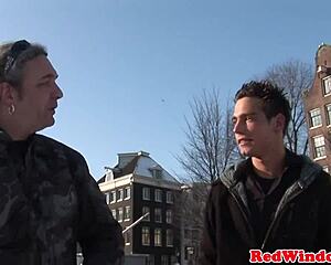 Blonde Dutch woman bent over in missionary with tattooed pussy.