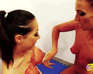 hey, another wild lesbian wrestling match turned into steamy action between these ladies