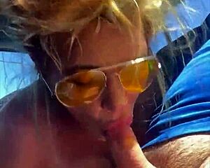 Blonde Slut Takes a Huge Facial After Public Fucking!