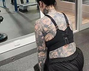 Milf gym life with huge tits and tattoos in tight leggings.