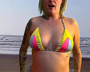 beach waiter gets hard from big ass natural tits tease