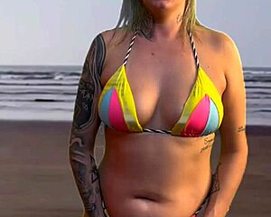 beach waiter gets hard from big ass natural tits tease
