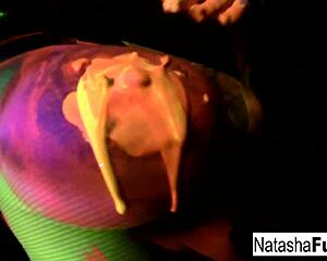 Busty Natasha Nice Feels Ecstasy in Sexy Black Light Solo Masturbation