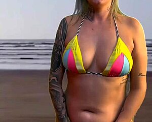 beach waiter gets hard from big ass natural tits tease