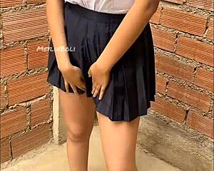 Neighbor loses bet in uniform for first fuck