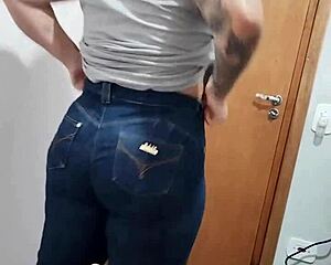 Is this redhead flashing her shaved pussy to the neighbor?