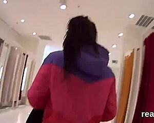 Why resist this exceptional Czech teen stripping in shop for hardcore pov anal blowjob?