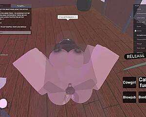 Roblox girl rides monster cock, deepthroat and orgasm