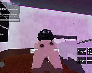 Roblox girl rides monster cock, deepthroat and orgasm