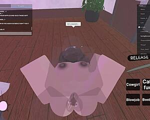 Roblox girl rides monster cock, deepthroat and orgasm