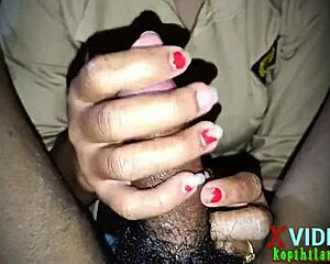 Schoolgirl Jerks Off Friend's Cock