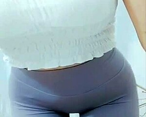 asian girl dances with subtle cameltoe tease