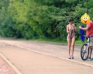 Hidden Cam Shows Jeny Stripping Naked in Public Street While Flashing Heels and Voyeur Thrills