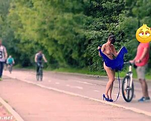 Hidden Cam Shows Jeny Stripping Naked in Public Street While Flashing Heels and Voyeur Thrills