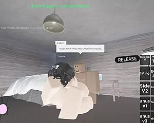 Roblox girl rides monster cock, deepthroat and orgasm