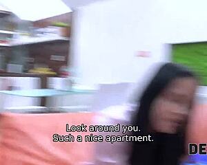 Teen student pays rent with blowjob