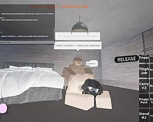 Roblox girl rides monster cock, deepthroat and orgasm