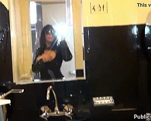 hot wife films herself flashing big ass on the beach, then bends over for doggystyle sex in public.