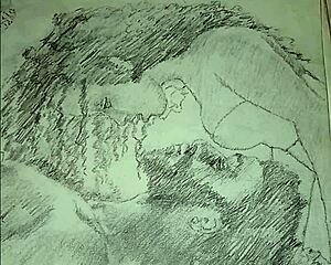 I sketched a couple engaging in foreplay while wearing lingerie